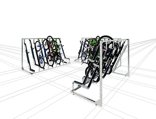 Semi vertical Bike racks
