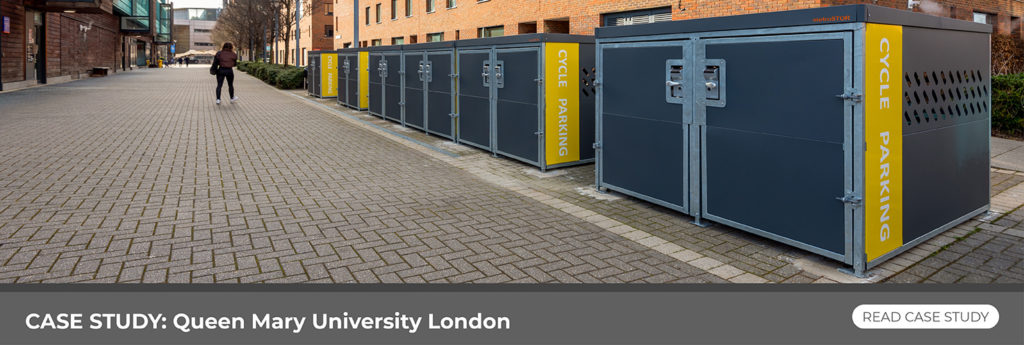 Bike storage locker on university campus