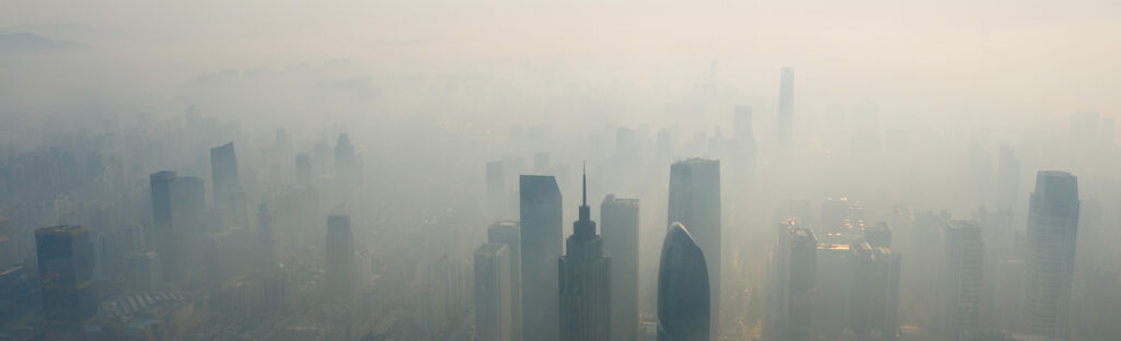 City shrouded in smog